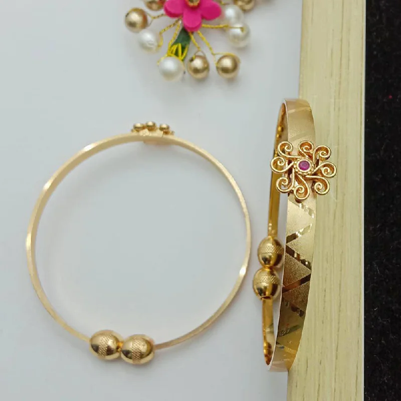 Fashionable bangles with mixed textures -SP Jewellery Gold Plated Openable Kada