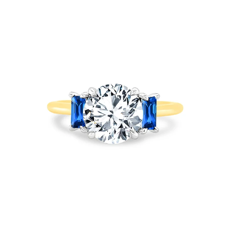 Romantic rings for special occasions -Round with Straight Baguette Cut Side Stones