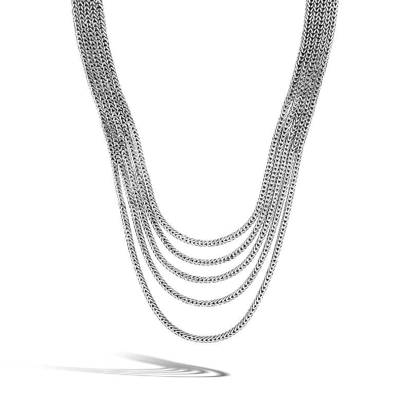 Elegant crystal necklaces for cocktail parties -John Hardy Rata Multi Row Necklace NB9004999