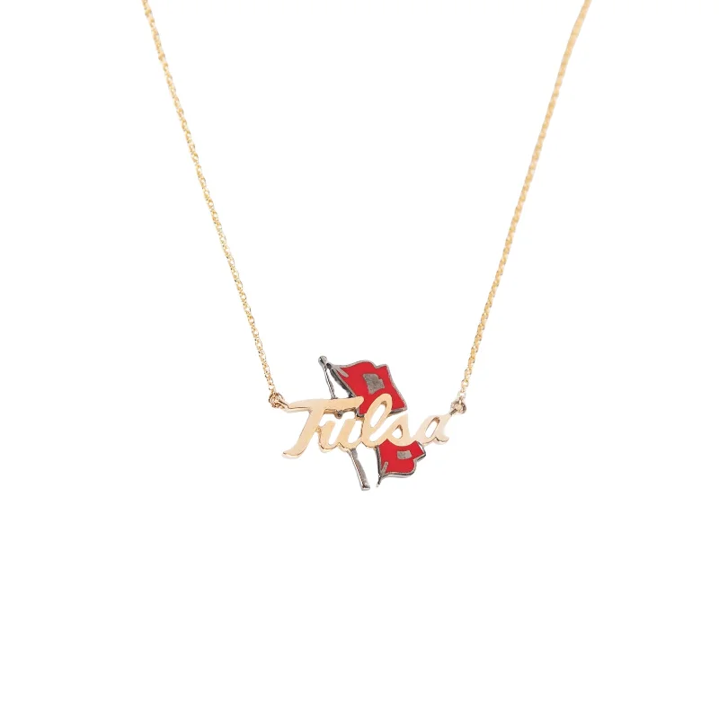 Minimalist necklaces for office wear -TU Necklace with Red Enamel