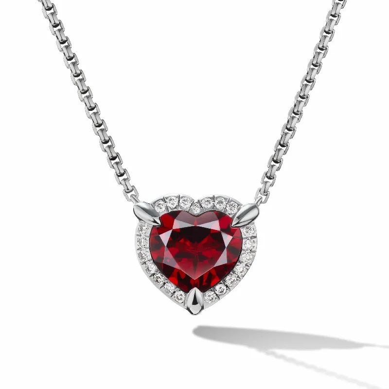 Rose gold necklaces for anniversaries -Heart Pendant Necklace in Garnet