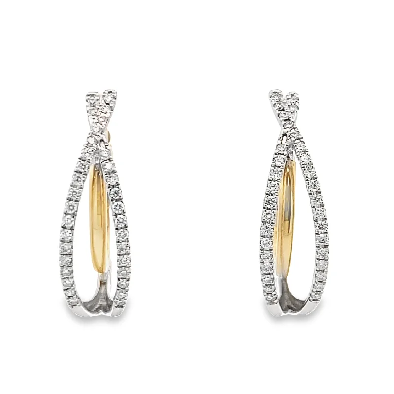 Modern earrings-Diamond Hoop Earrings in Two-Tone Gold