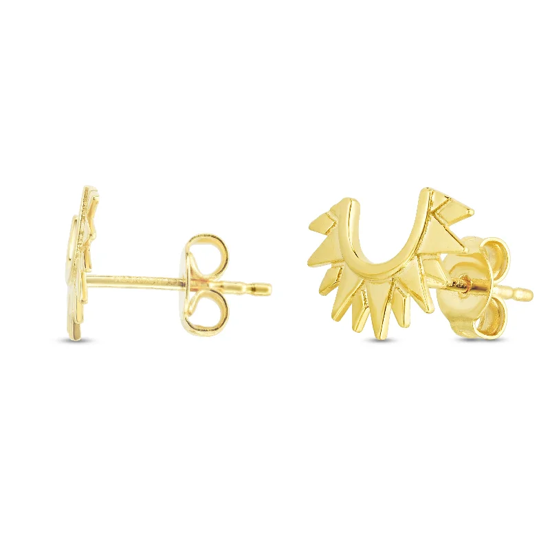 Affordable diamond earrings-14K Sunburst Polished Studs