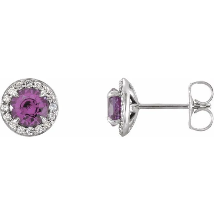 Ruby earrings-14K White 5 mm Natural Amethyst & 1/8 CTW Natural Diamond Earrings