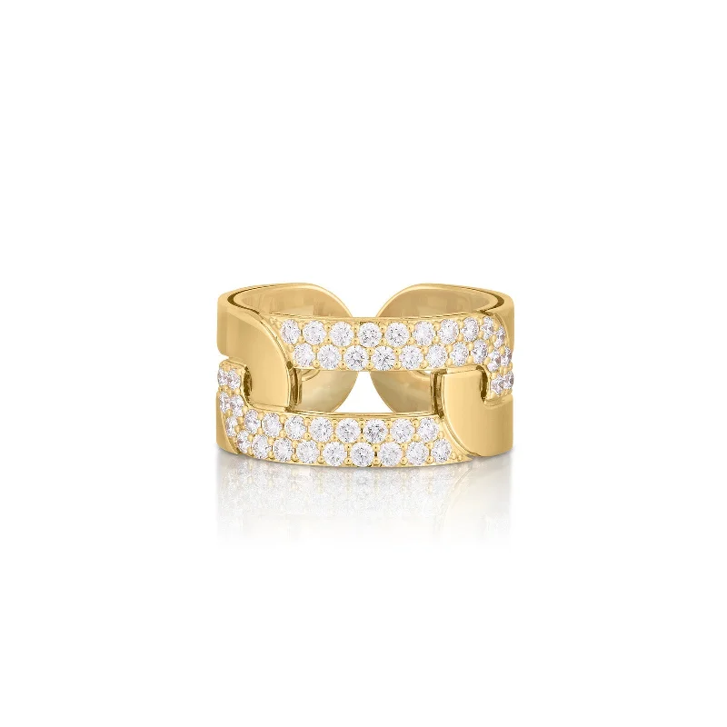 Personalized wedding rings with initials -Navarra Wide Ring with Diamonds