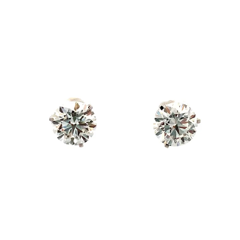 Floral earrings-LAB-Created 3.0ctw Diamond Martini Style Stud Earrings White Gold