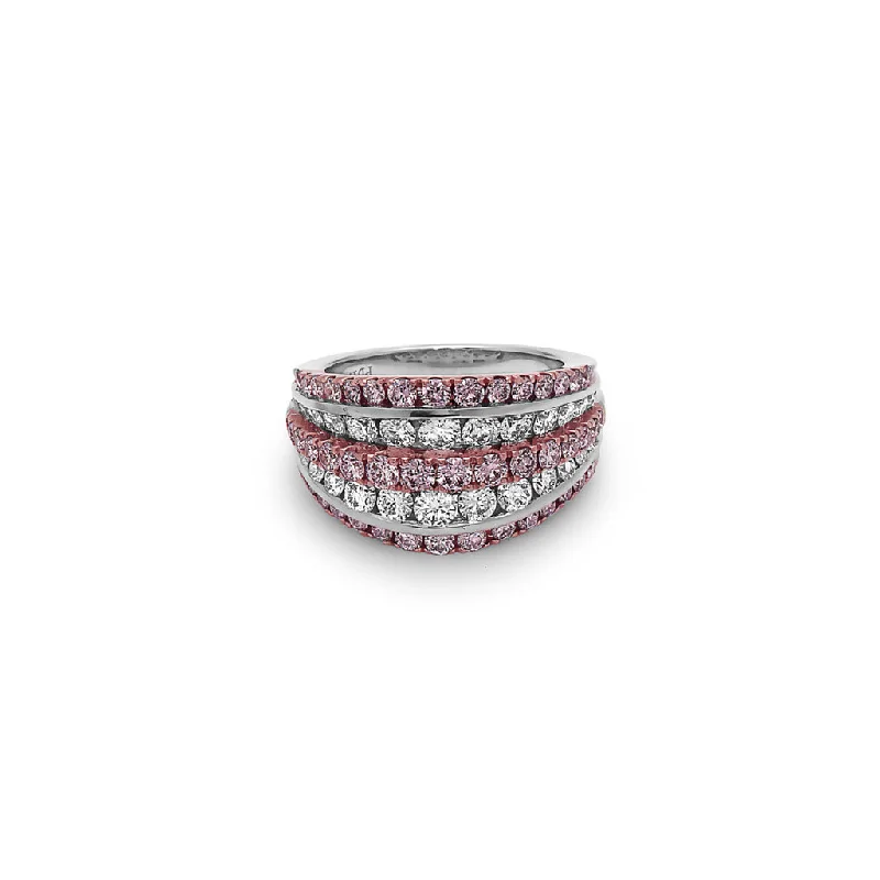 Modern silver rings with artistic designs -Pink Diamond Ring