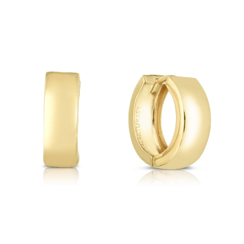 Gold gemstone earrings-14K Gold Polished Huggie Earrings