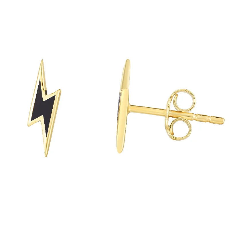 Custom gold hoop earrings-14K Lightning Bolt Enamel Earrings