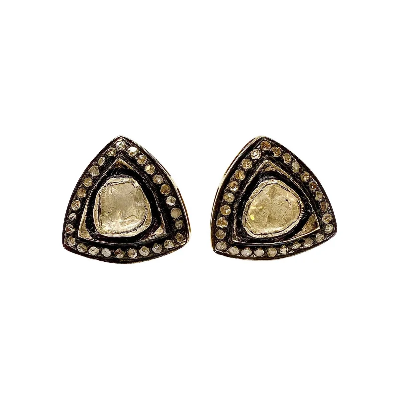 Small gemstone earrings-Gold Plated Earrings with Indian Diamond