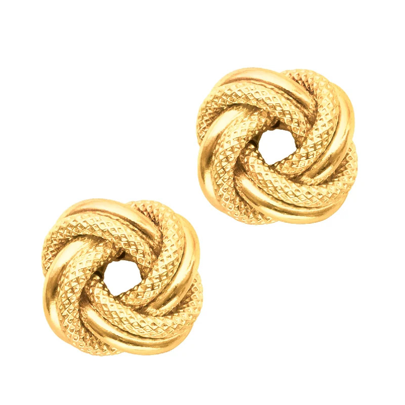 Red earrings-14K Gold Diamond Cut & Polished Love Knot Stud Earring