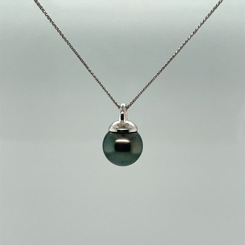 Funky charm necklaces for teens -Modern Bar Bell Tahitian Pearl Necklace