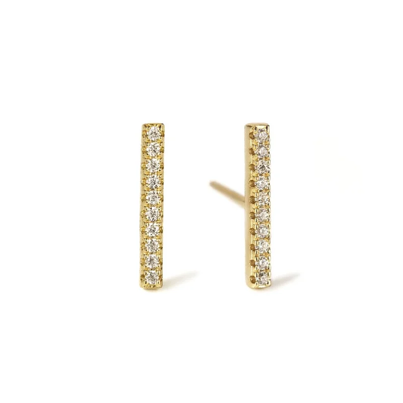 Luxury hoop earrings-Pavé Bar Stud Earrings