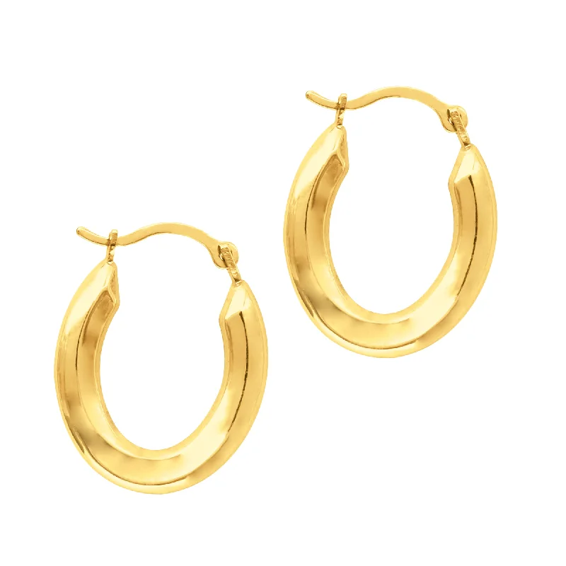 Geometric diamond earrings-14K Gold Polished Oval Back to Back Hoop Earring