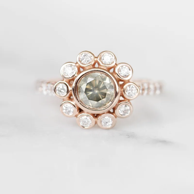 Unique rings with handmade designs -Minnie Ring with a 1.02 Carat Round Certified Diamond and White Accent Diamonds in 10k Rose Gold - Ready to Size and Ship