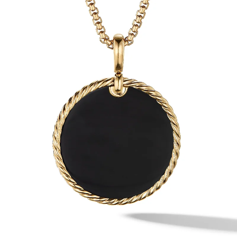 Classic diamond necklaces for formal wear -DY Elements Disc Pendant in 18K Yellow Gold with Black Onyx Reversible to Mother of Pearl