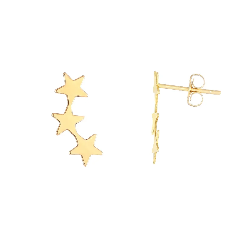 Ruby drop earrings-14K Gold Star Ear Climber