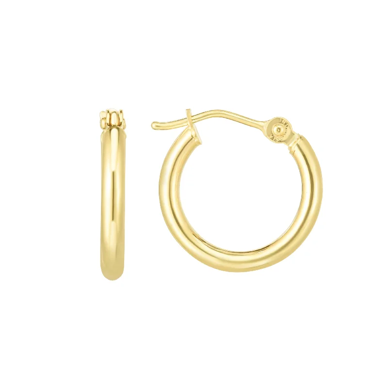 Hoop earrings for men-14K Gold 2x15mm Hoops