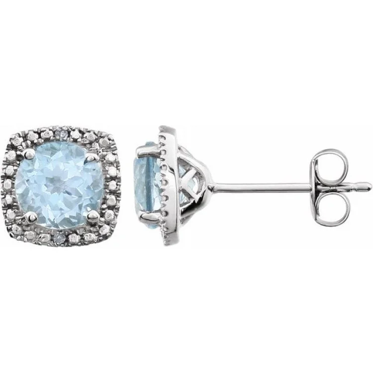 Vintage gemstone earrings-Sterling Silver Natural Sky Blue Topaz & .015 CTW Natural Diamond Earrings