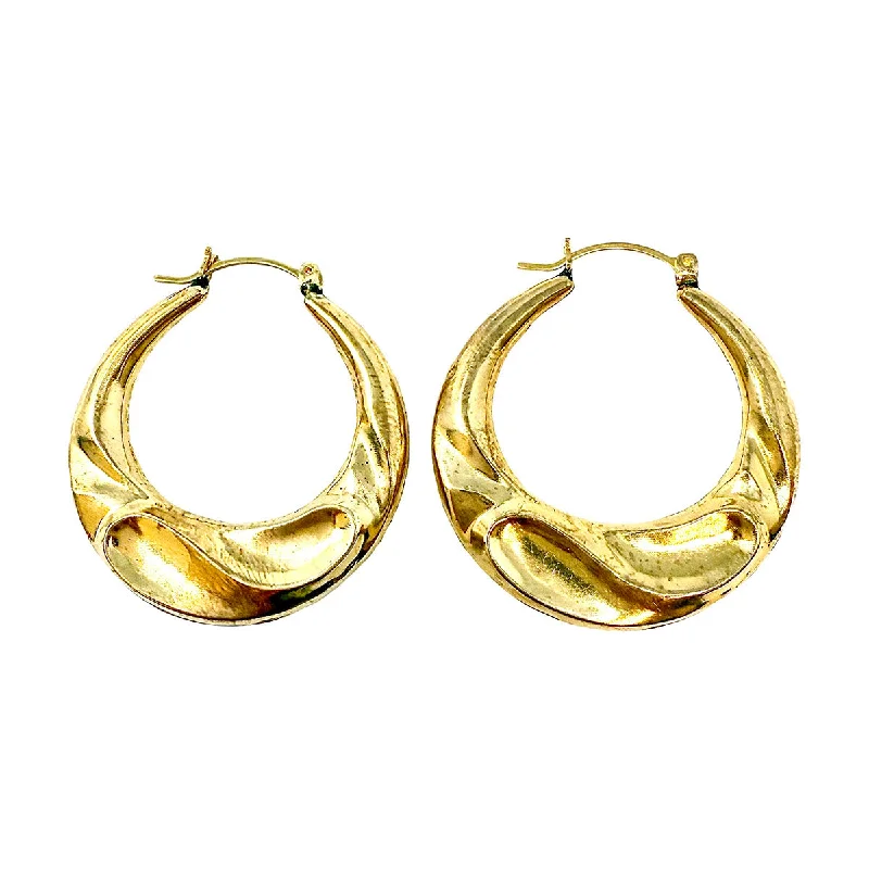 Oval gemstone earrings-14K Gold Hoop Earrings