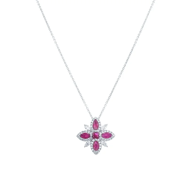 Handmade necklaces for gifts -Ruby Lotus Pendant Necklace