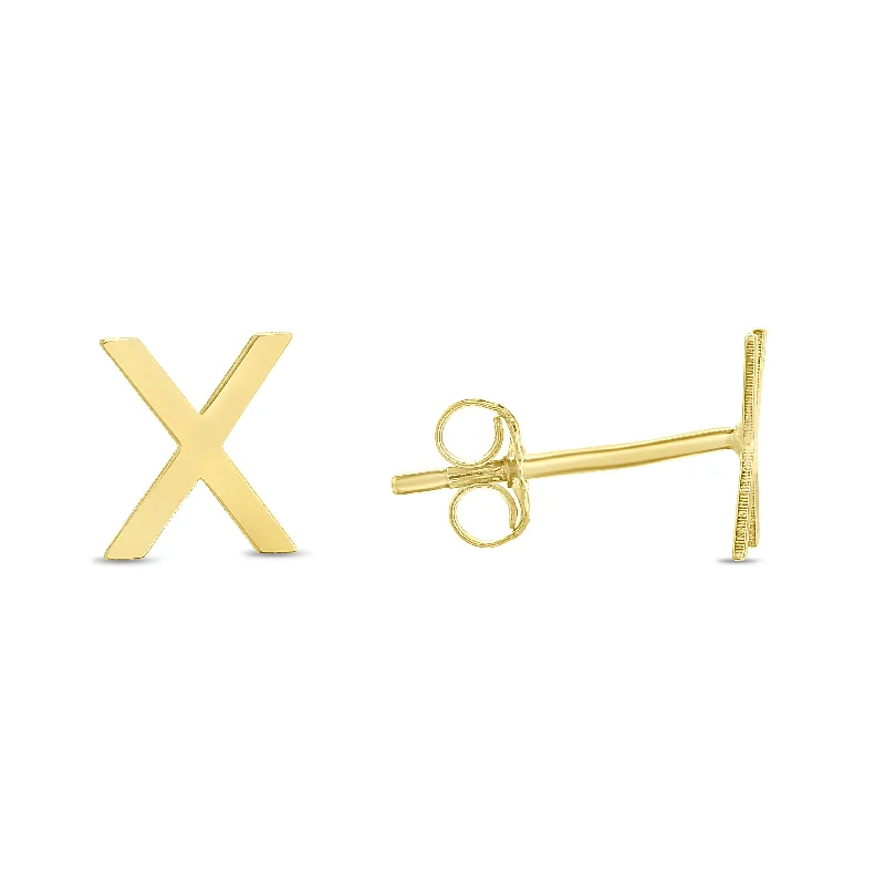 Diamond earrings-14K Gold Initial X Stud Earring