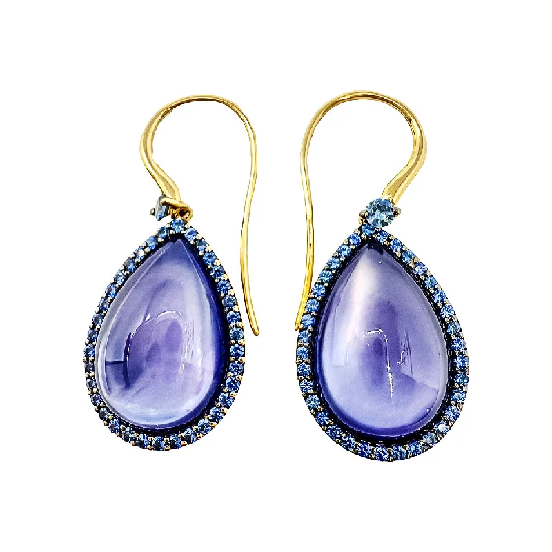 Geometric earrings for women-Roberto Coin 18K Gold, Amethyst Backed with Blue Dyed Mother of Pearls