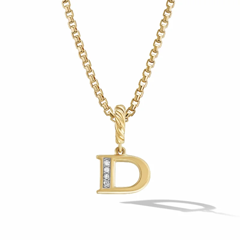 Gold-plated necklaces for women -Pave Initial Pendant in 18K Yellow Gold with Diamonds