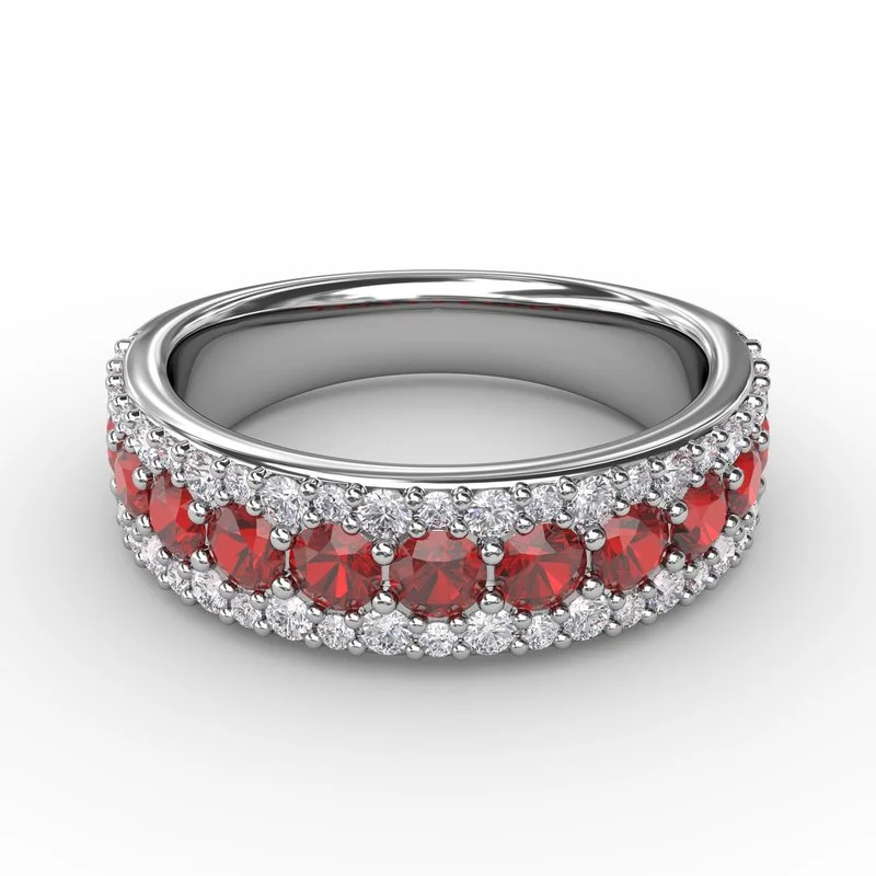 Large statement rings for fashion-forward women -FANA Ruby and Diamond Ring R1523R