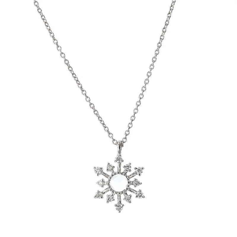 Matching couple necklaces for romantic gifts -Leena Rose Cut Diamond White Gold Necklace