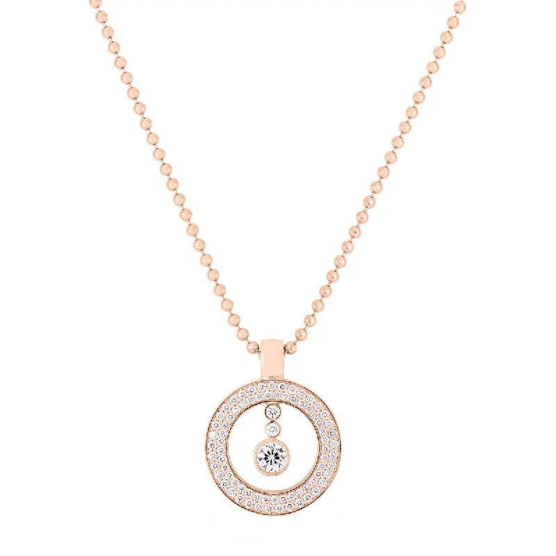 Elegant silver necklaces for formal events -18K Rose Gold Cento Pave Baby O Diamond Necklace