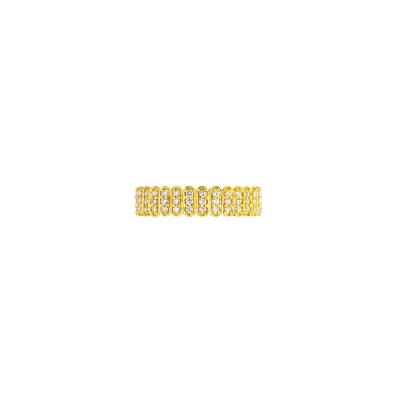 Simple band rings for men -18 Karat Yellow Gold Abacus Diamond Band