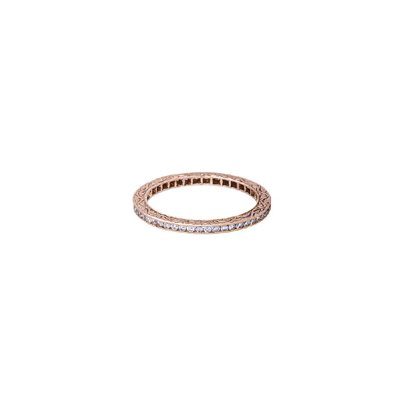 Affordable wedding rings with diamonds -18 Karat Rose Gold Channel Diamond Band