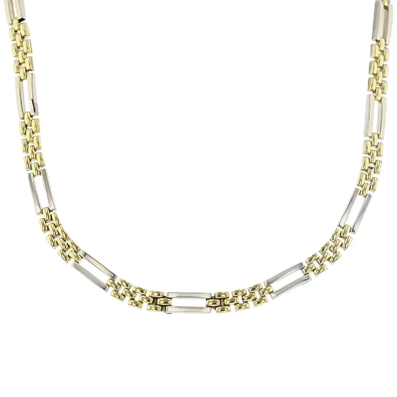 Luxury necklaces with sapphires -Two-Tone 18K Gold 17-Inch Link Chain Necklace