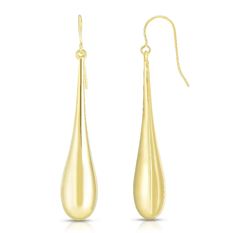 Fashion stud earrings-14K Gold Large Polished Graduated Tear Drop Earring