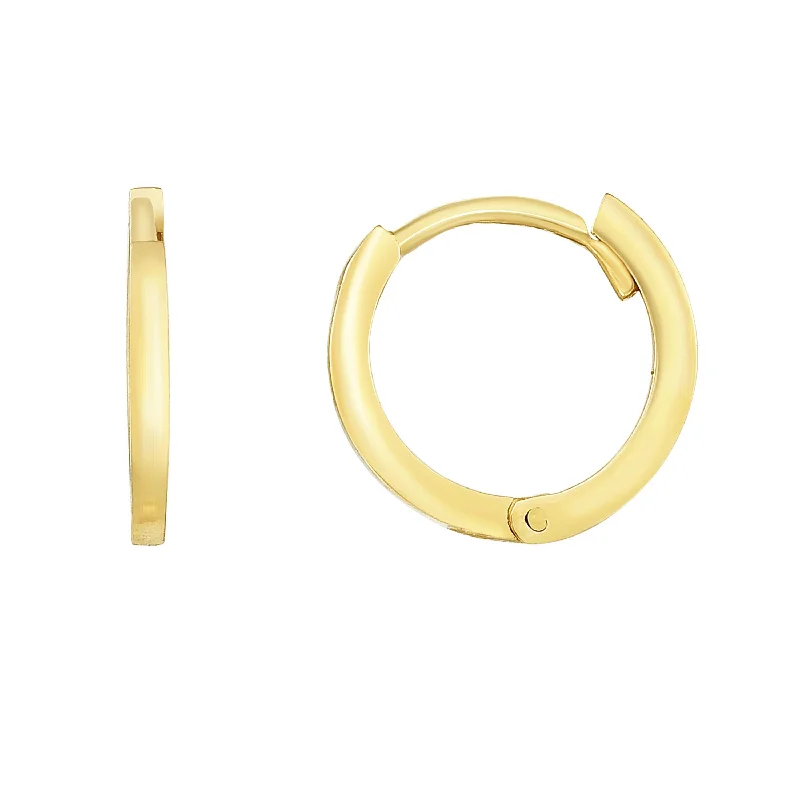 Unique silver earrings-14K Gold Thin Polished Huggie Earring