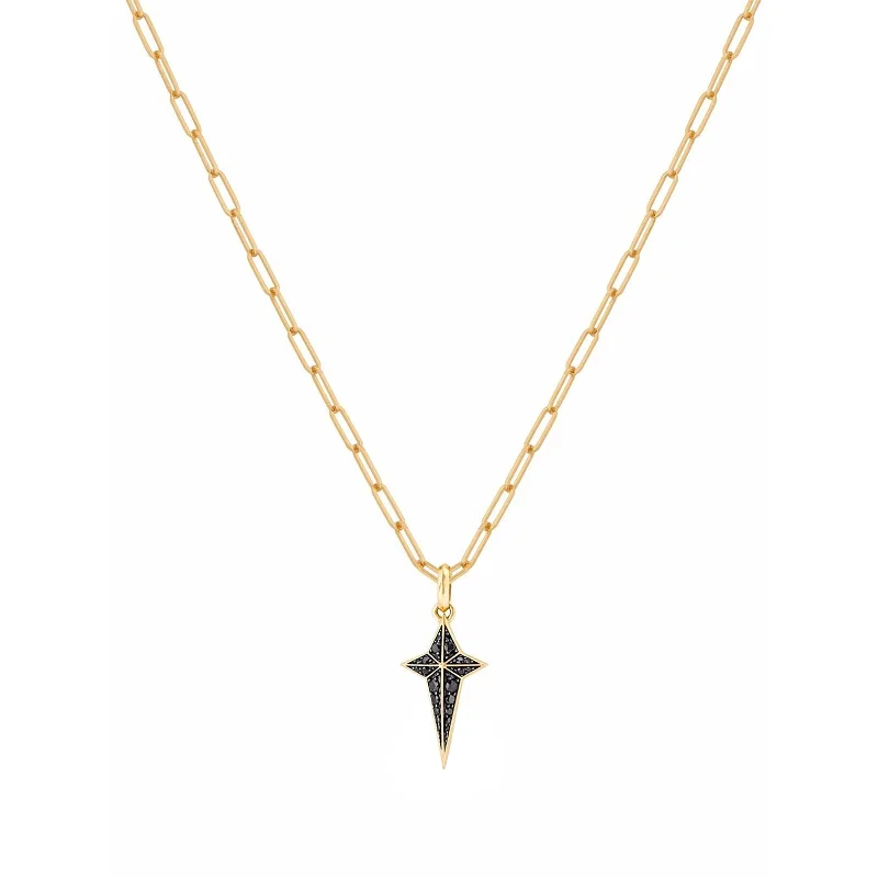 Butterfly pendant necklaces -Bitcross Pavé Pendant with Black Diamonds