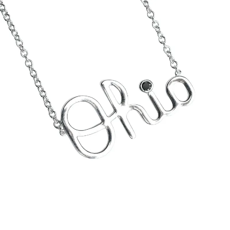 Necklaces with spiritual meanings -OSU Script Ohio Necklace with Black Diamond Accent