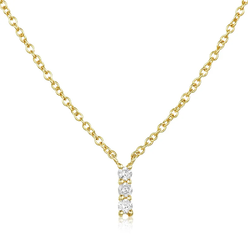 Birthstone necklaces for birthdays -Diamond Trio Drop Necklace