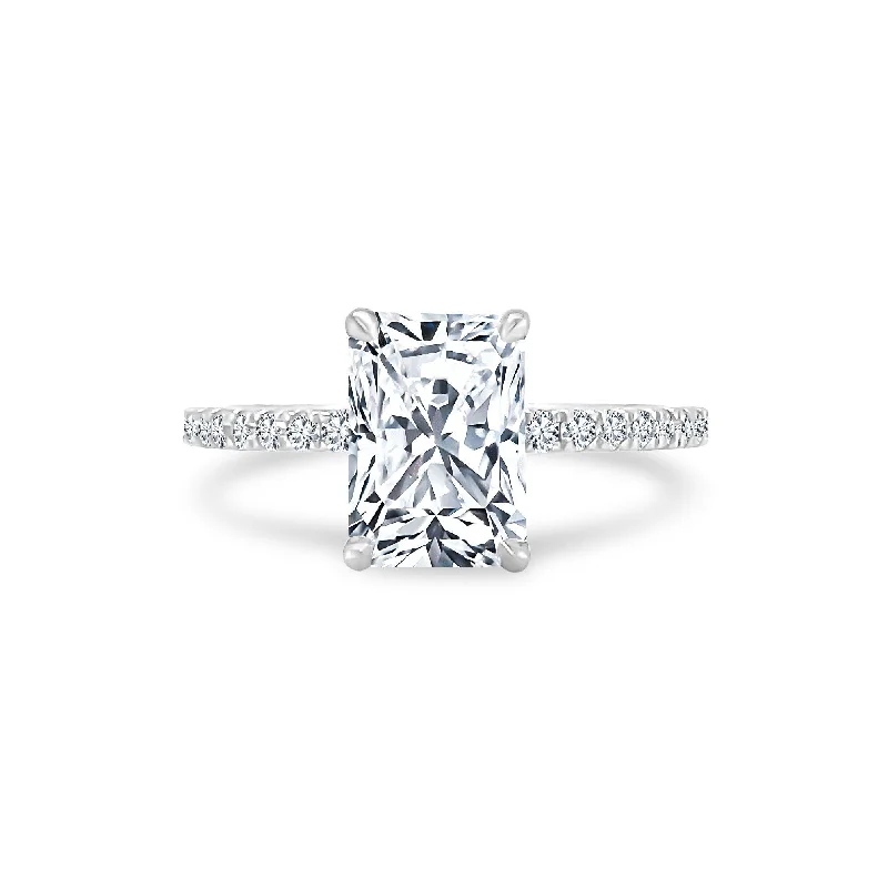 Trendy cocktail rings for evening wear -Radiant Cut Solitaire on Diamond Band