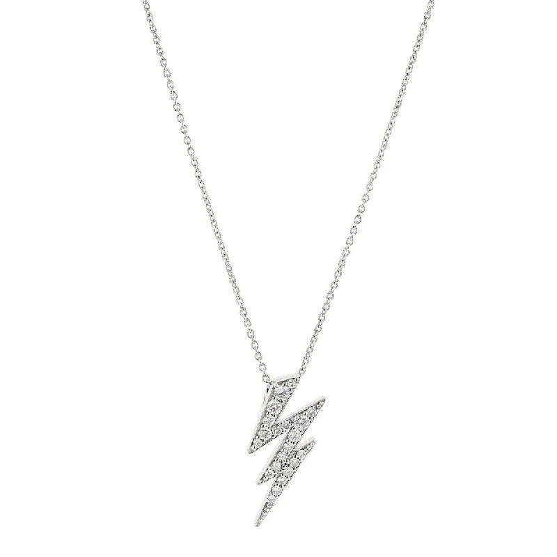 Cute cat-shaped necklaces -18K White Gold Diamond Lightning Bolt Necklace