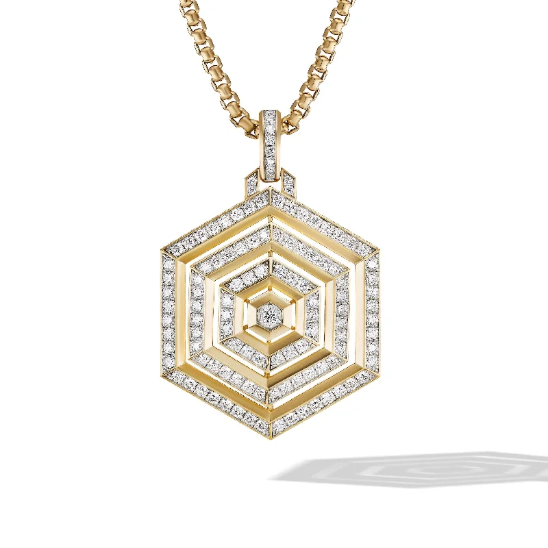 Beautiful chain necklaces for everyday wear -Carlyle Pendant in 18K Yellow Gold with Full Pave Diamonds