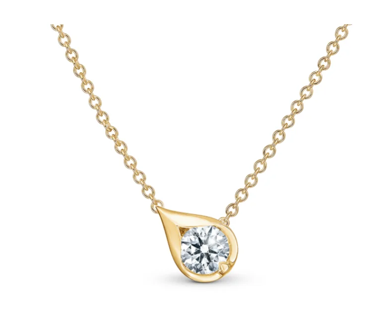 Luxury diamond necklaces for anniversaries -Droplet 0.50Ct Diamond Necklace in 18K Yellow Gold, 18in