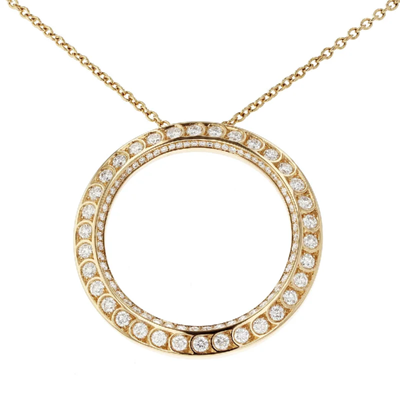 Personalized pendants with names -Scallop Pave Diamond Circle Pendant Necklace