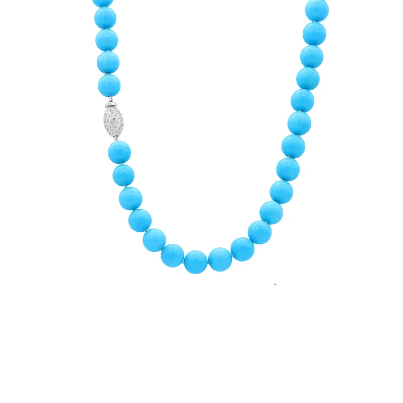 Adjustable necklaces for versatile styling -Platinum Turquoise and Diamond Necklace