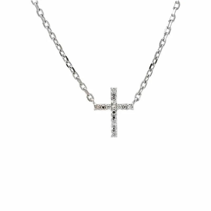 Personalized necklaces with engraved messages -Classic Cross Necklace with Diamonds