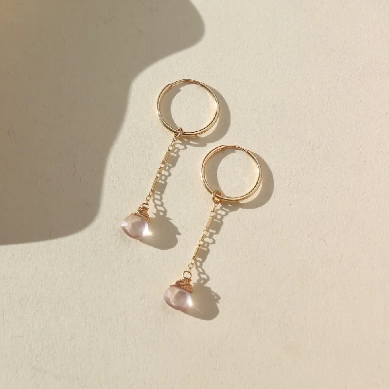 White gold earrings-Rose Quartz Marisol Earrings