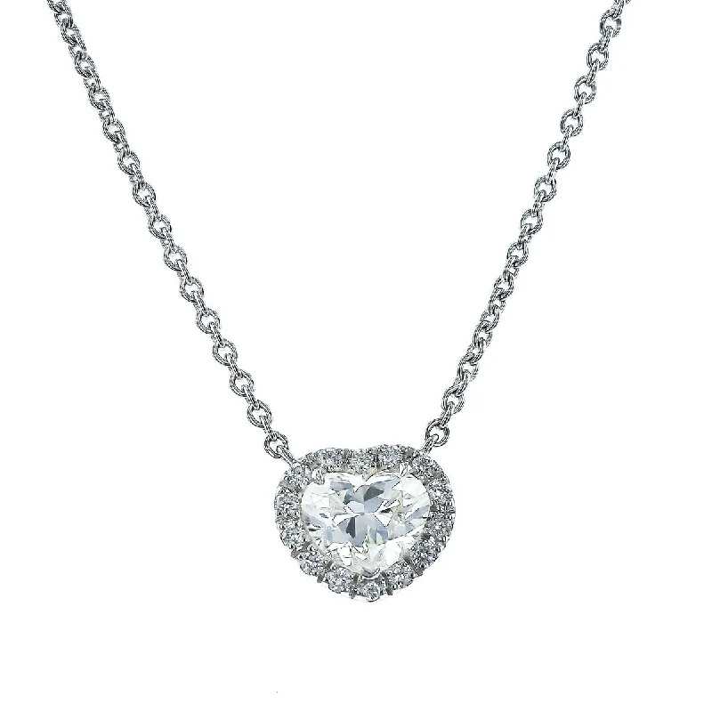 Stylish necklaces for corporate gifts -Salavetti Diamond Halo Heart Pendant Necklace