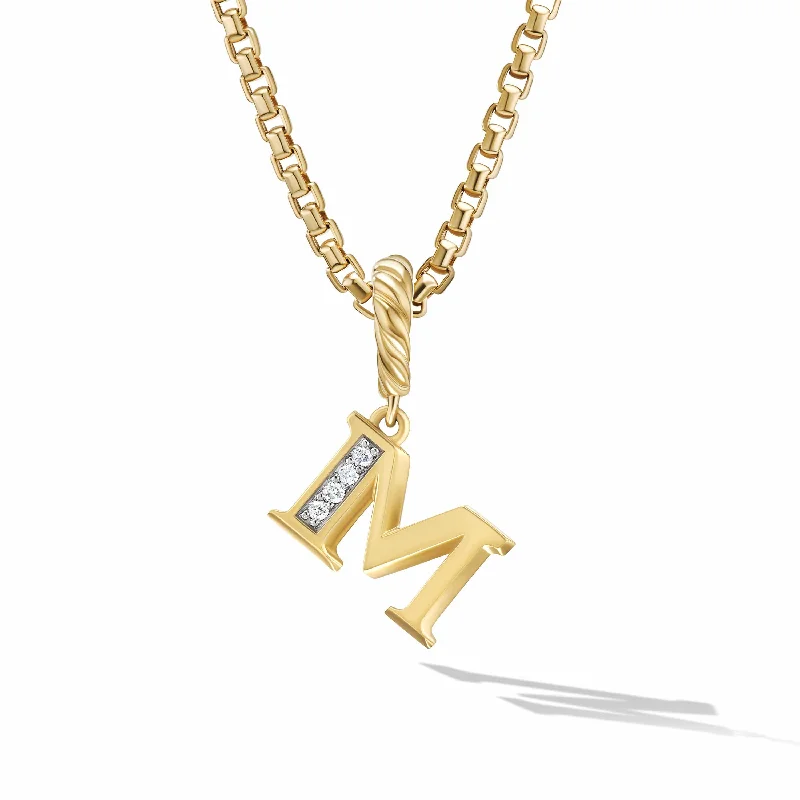 Personalized photo necklaces -Pave Initial Pendant in 18K Yellow Gold with Diamonds