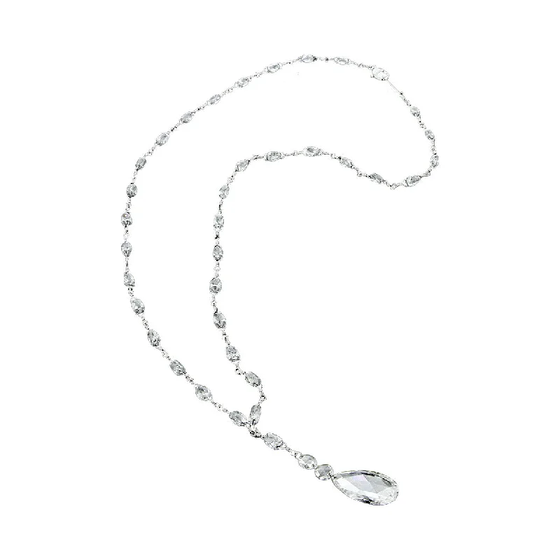 Affordable fashion necklaces -Rose and Briolette Cut Diamond Lavaliere Necklace